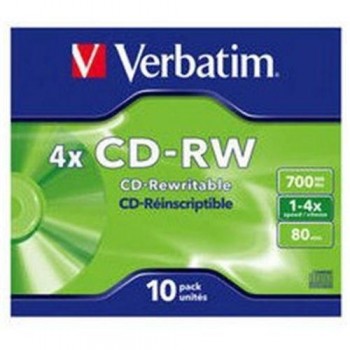 PACK 10 CD-RW VERBATIM REGRABABLES 700 MB 4X