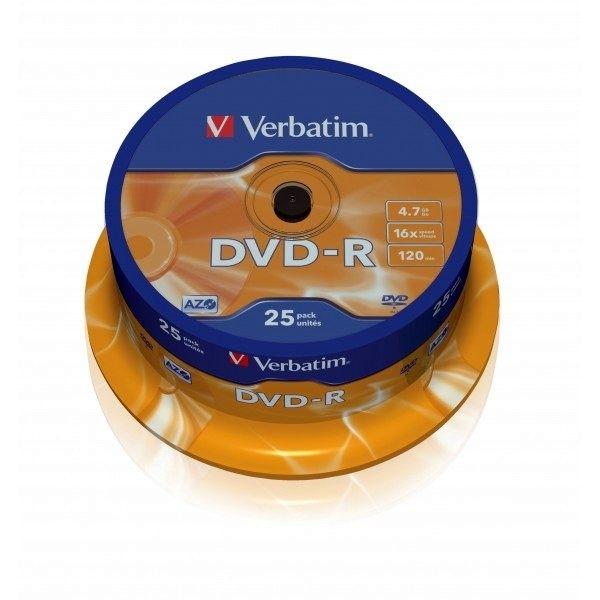 TARRINA 25 DVD-R 4,7 GB VERBATIM 16X MATT SILVER