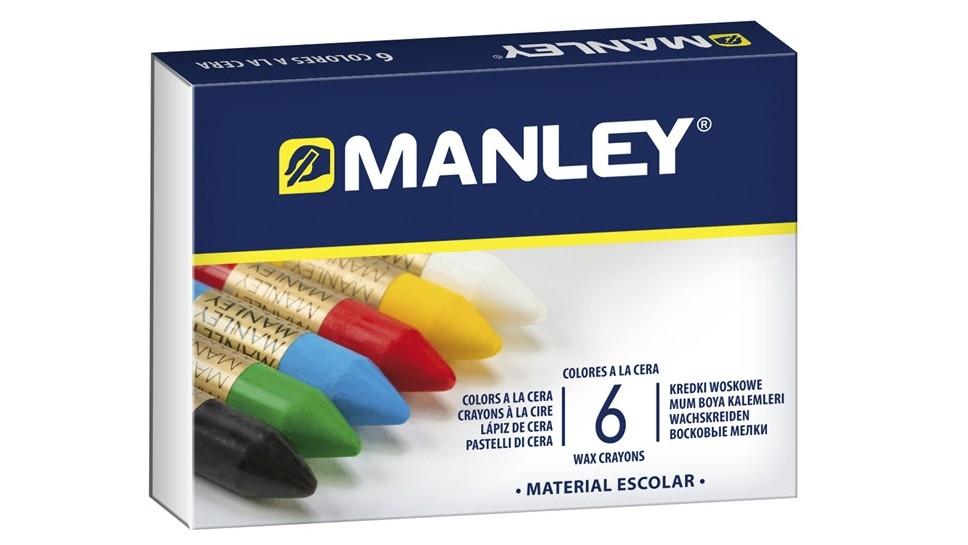 CAJA 6 CERAS MANLEY COLORES SURTIDOS