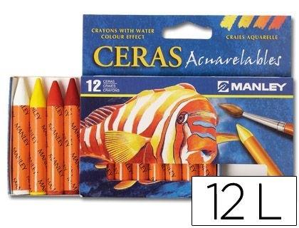 LAPICES DE CERA MANLEY ACUARELABLE CAJA DE 12 UNIDADES COLORES SURTIDOS COD 52370