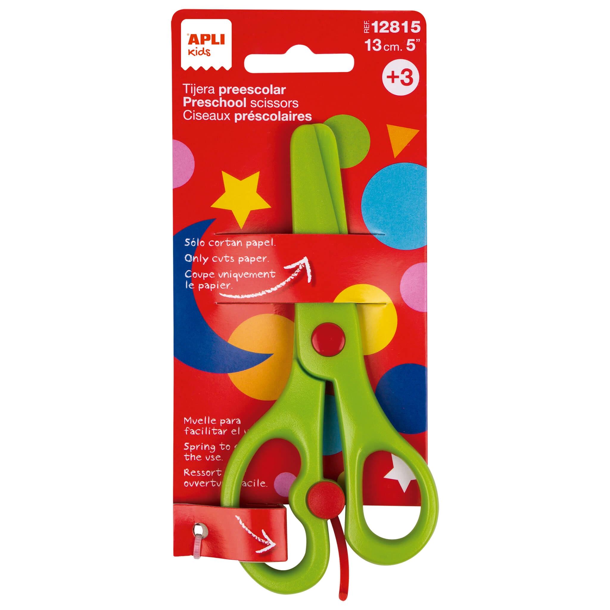TIJERA PRESCOLAR VERDE 13CM APLI RF 12815
