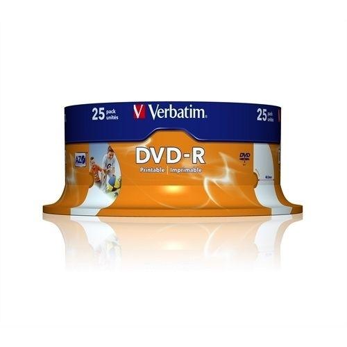 VERBATIM DVD-R 4.7GB 16X BOBINA 25 IMPRIMIBLE INKJET SUPERFICIE BLANCA 120 MINUTOS ADVANCED AZO