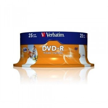 VERBATIM DVD-R 4.7GB 16X BOBINA 25 IMPRIMIBLE INKJET SUPERFICIE BLANCA 120 MINUTOS ADVANCED AZO
