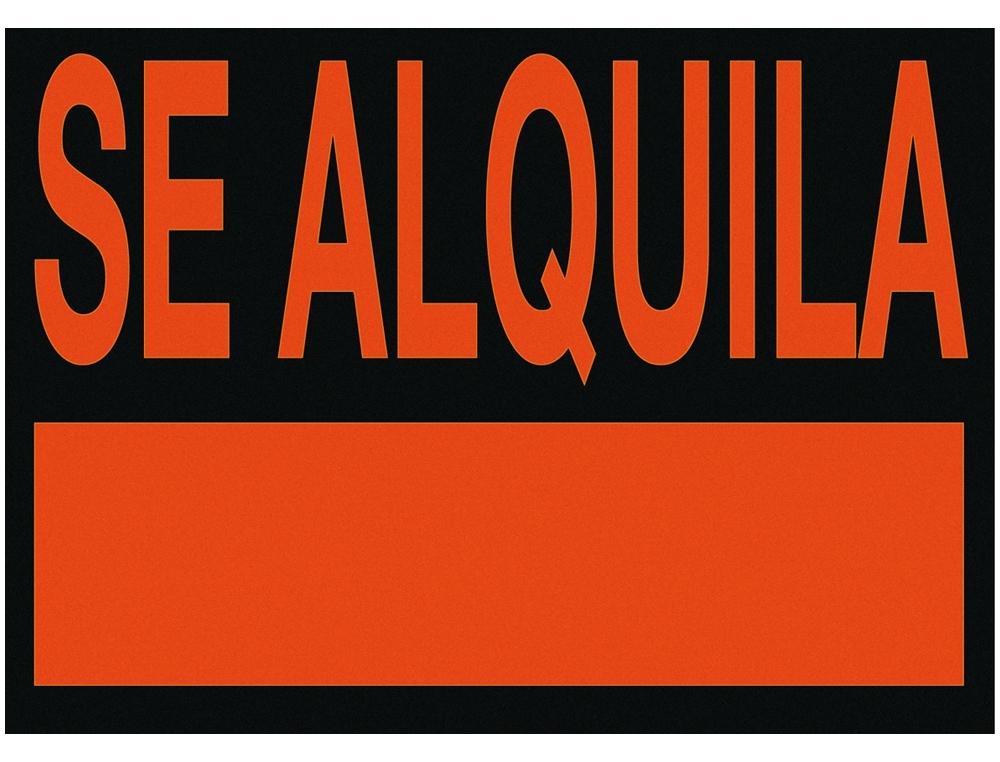 CARTEL PLASTICO SE ALQUILA ROJO FLUORESCENTE -405X340 MM