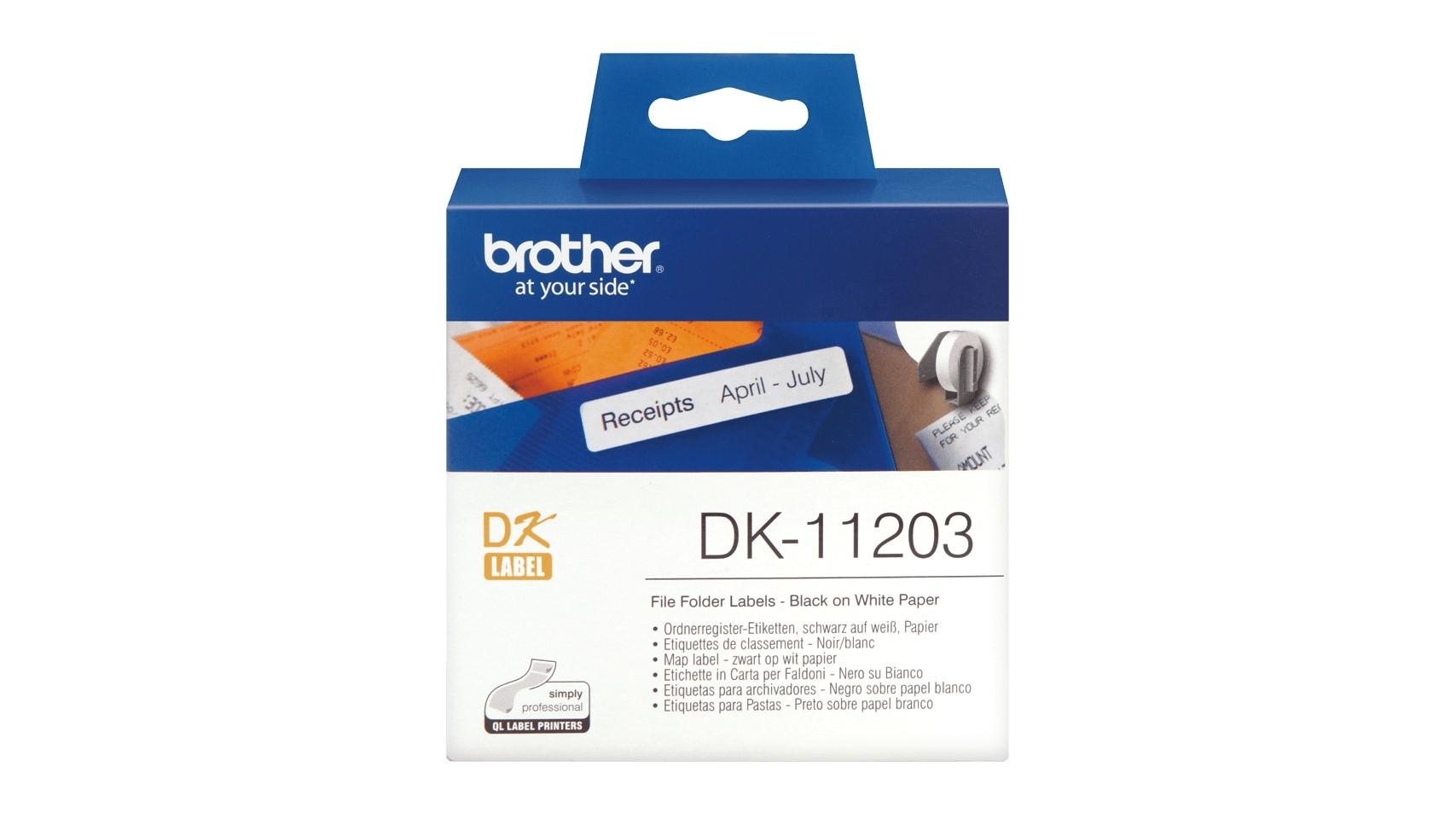 ROLLO 300 ETIQUETAS BROTHER DK11202 17MM X 87MM PAPEL BLANCO PARA CARPETAS