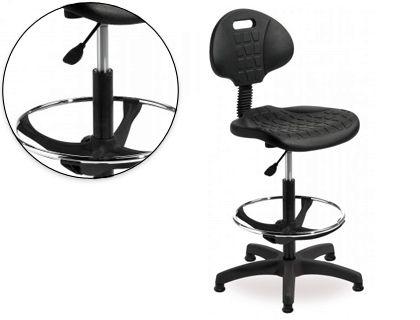 TABURETE CON RESPALDO ROCADA RD-925N REGULABLE EN ALTURA CON ASIENTO Y RESPALDO EN POLIMERO CON TACOS COD 71899