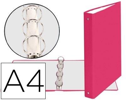 CARPETA DE 4 ANILLAS 30MM REDONDAS EXACOMPTA A4 CARTON FORRADO ROSA COD 78584