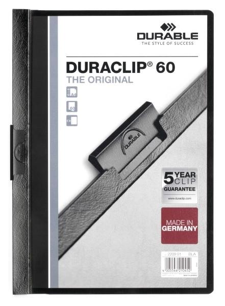CARPETA DOSSIER CON PINZA LATERAL DURACLIP DURABLE ANCHO 60 HOJAS COLOR NEGRO