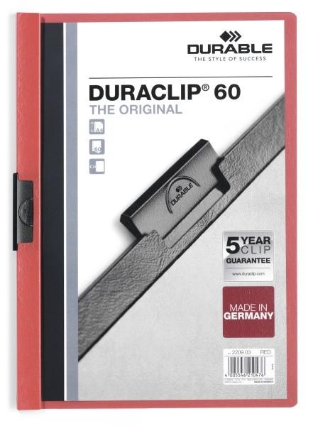 CARPETA DOSSIER CON PINZA LATERAL DURACLIP DURABLE ANCHO 60 HOJAS COLOR ROJO