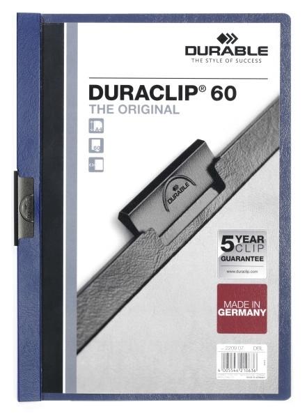 CARPETA DOSSIER CON PINZA LATERAL DURACLIP DURABLE ANCHO 60 HOJAS COLOR AZUL OSCURO