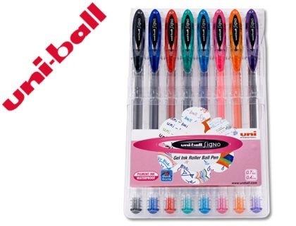 BOLIGRAFO UNI BALL UM-120 SIGNO 0,7 MM TINTA GEL ESTUCHE DE 8 COLORES BASICOS COD 59734