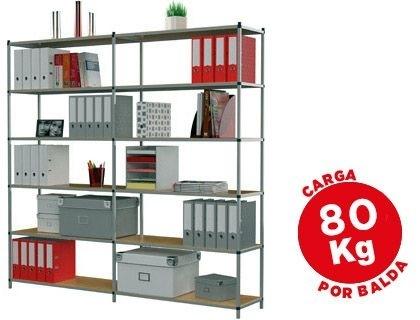 ESTANTERIA FAST-PAPERFLOW METALICA 6 ESTANTES 80 KG POR ESTANTE 200X100X35 CM MODULO ADICIONAL COD 76118