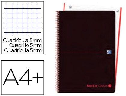 CUADERNO ESPIRAL OXFORD EBOOK 4 TAPA PLASTICO DIN A4+ 80 H CUADRO 5 MM BLACKN COLORS NARANJA