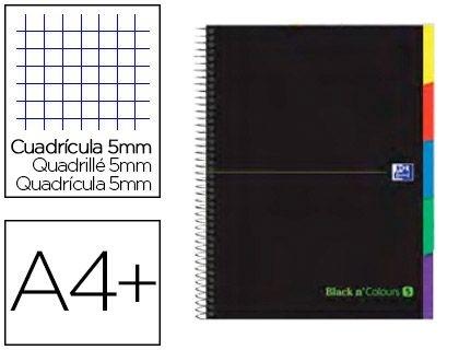 CUADERNO ESPIRAL OXFORD EBOOK 5 TAPA EXTRADURA DIN A4+ 100 H CON SEPARADORES CUADRICULA 5 MM BLACKN COLORS VERDE