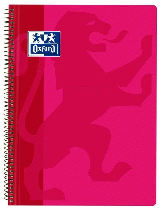 CUADERNO ESPIRAL OXFORD TAPA PLASTICO FOLIO 80 H 90 G. CUADRICULA 4 MM ROSA