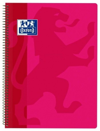 CUADERNO ESPIRAL OXFORD TAPA PLASTICO FOLIO 80 H 90 G. CUADRICULA 4 MM ROSA