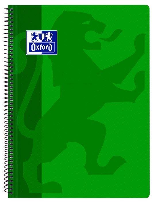 CUADERNO ESPIRAL OXFORD TAPA PLASTICO FOLIO 80 H 90 G. CUADRICULA 4 MM VERDE