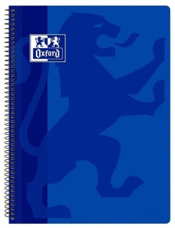 CUADERNO ESPIRAL OXFORD TAPA PLASTICO FOLIO 80 H 90 G. CUADRICULA 4 MM AZUL