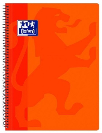 CUADERNO ESPIRAL OXFORD TAPA PLASTICO FOLIO 80 H 90 G. CUADRICULA 4 MM NARANJA