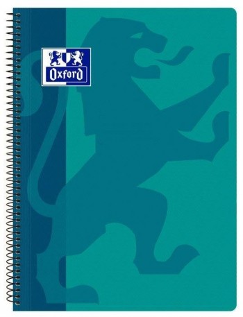 CUADERNO ESPIRAL OXFORD TAPA PLASTICO FOLIO 80 H 90 G. CUADRICULA 4 MM AQUA