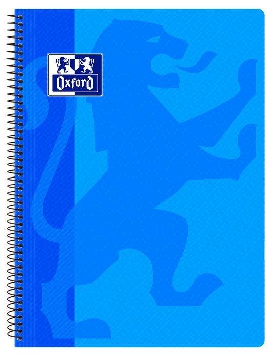 CUADERNO ESPIRAL OXFORD TAPA PLASTICO FOLIO 80 H 90 G. CUADRICULA 4 MM TURQUESA