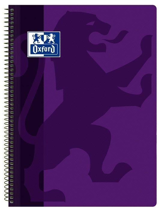 CUADERNO ESPIRAL OXFORD TAPA PLASTICO FOLIO 80 H 90 G. CUADRICULA 4 MM LILA