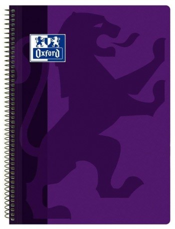 CUADERNO ESPIRAL OXFORD TAPA PLASTICO FOLIO 80 H 90 G. CUADRICULA 4 MM LILA