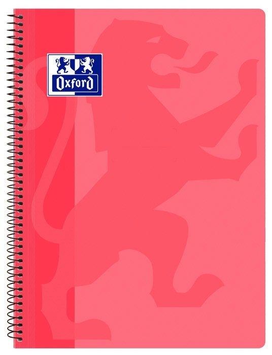 CUADERNO ESPIRAL OXFORD TAPA PLASTICO FOLIO 80 H 90 G. CUADRICULA 4 MM ROSA CHICLE