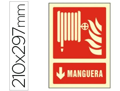 PICTOGRAMA SYSSA SEÑAL DE MANGUERA EN PVC FOTOLUMINISCENTE 210X297 MM COD 76038
