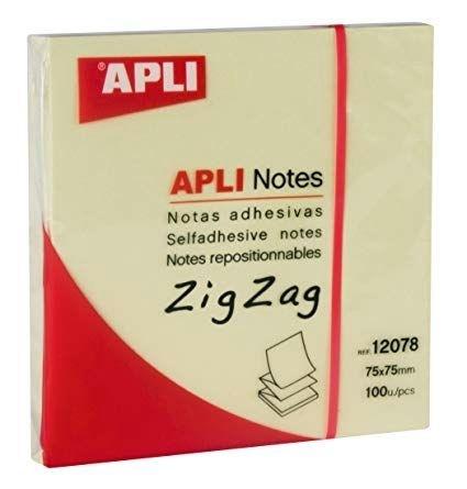 TACO NOTAS ADHESIVAS ZIG ZAG 75X75 APLI REF 12078