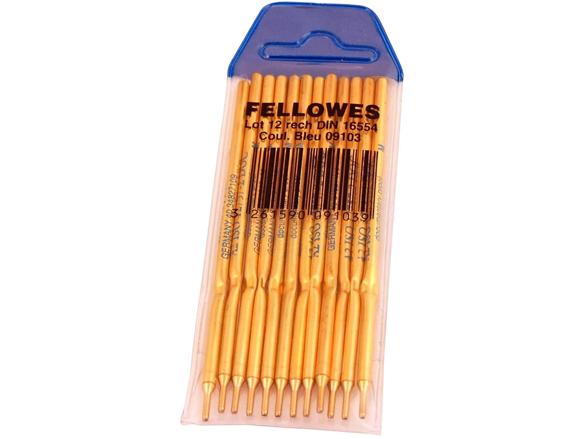 PACK 12 RECARGAS BOLIGRAFO COLOR AZUL FELLOWES RF 0910301