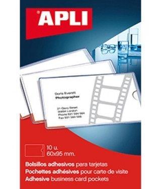 PAQUETE 10 BOLSILLOS AUTOADHESIVO PORTATARJETAS APLI RF 2580