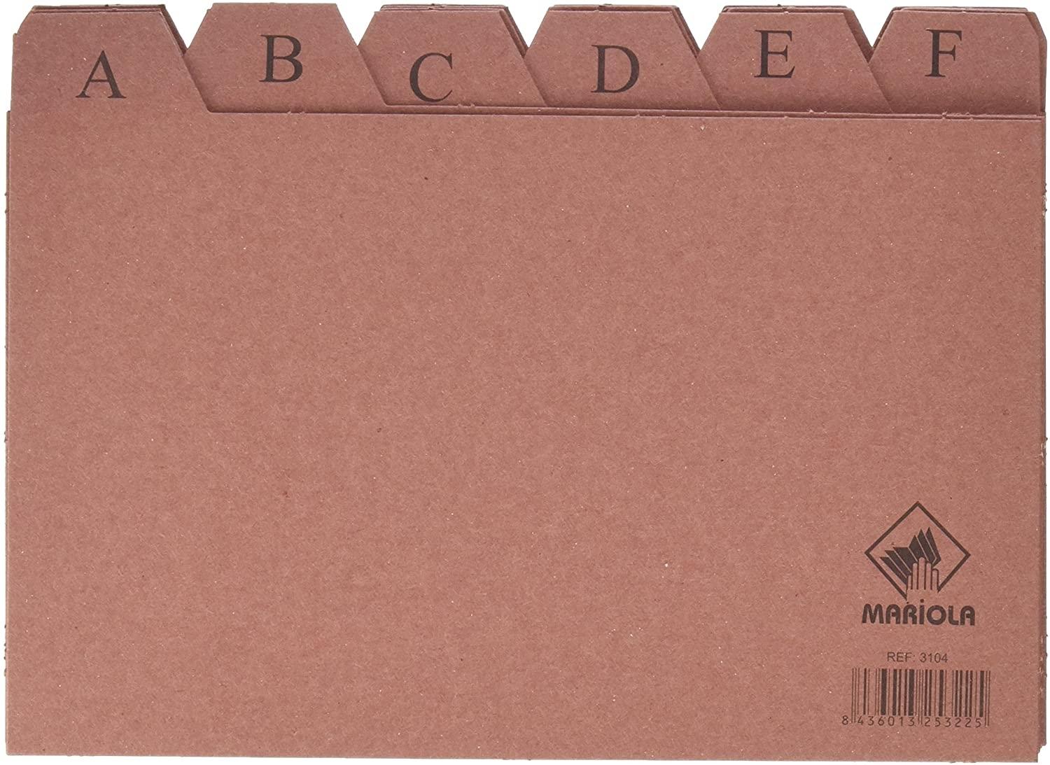 INDICE ALFABETICO FICHERO CARTON MARIOLA Nº 4 TAMAÑO 200X120