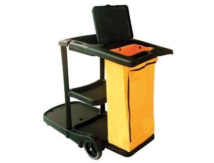 CARRO DE LIMPIEZA Q-CONNECT DE POLIPROPILENO CON RUEDAS 58X24X96 CMS COD 72479