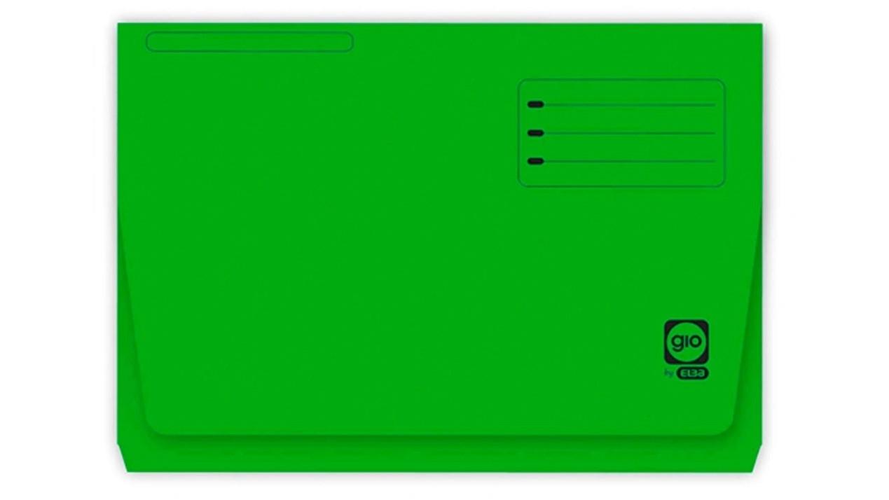 CAJA 25 SUBCARPETAS CON BOLSA Y SOLAPAS GIO POCKET 320 GRS TAMAÑO FOLIO COLOR VERDE