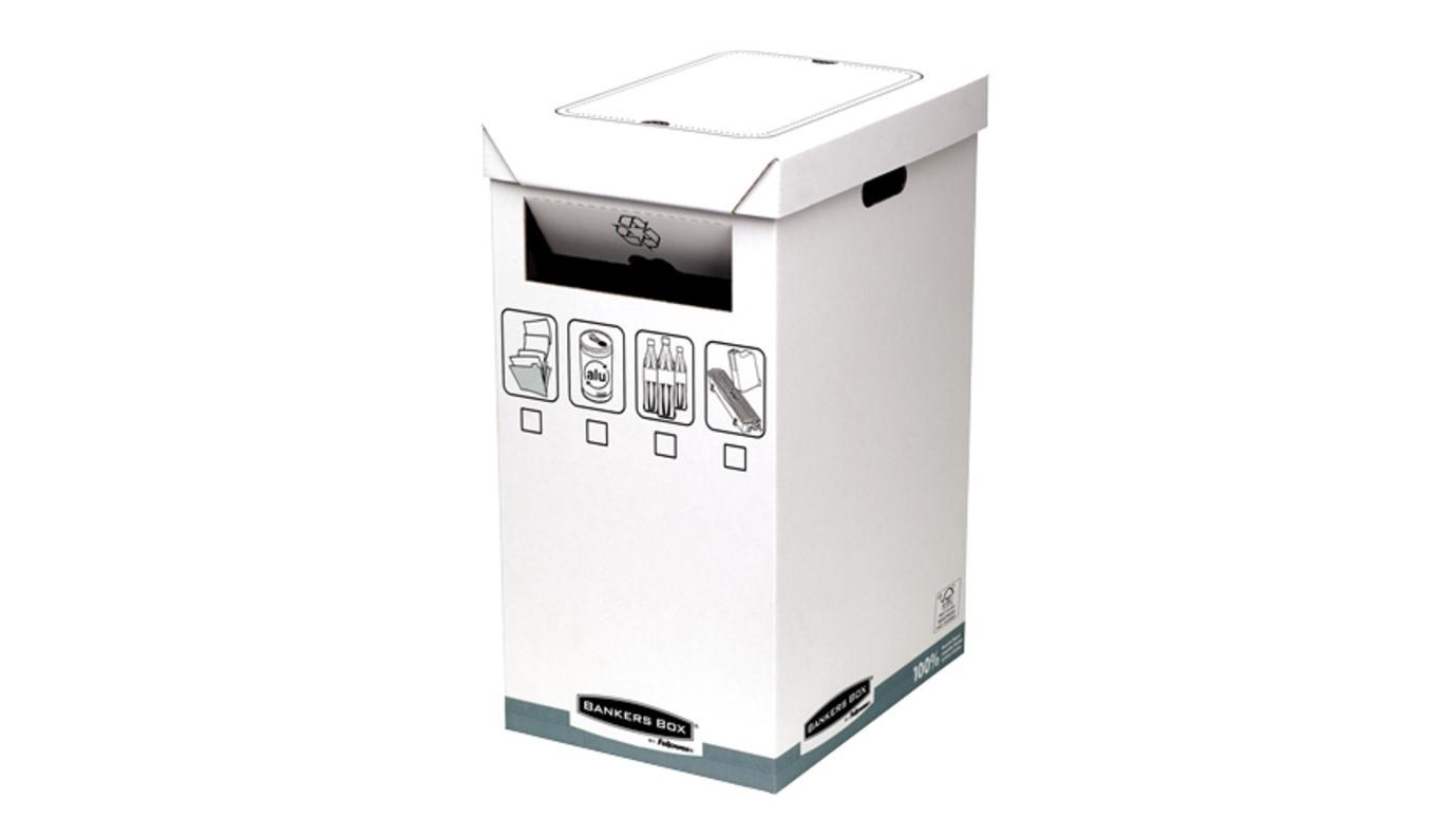 PAPELERA CONTENEDOR RECICLAJE FELLOWES 90 LITROS BLANCO / GRIS