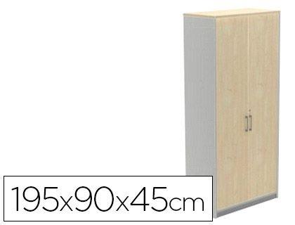 ARMARIO ROCADA CON CUATRO ESTANTES Y DOS PUERTAS SERIE STORE 195X90X45 CM ACABADO AN01 GRIS/HAYA
