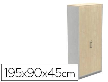 ARMARIO ROCADA CON CUATRO ESTANTES Y DOS PUERTAS SERIE STORE 195X90X45 CM ACABADO AN02 GRIS/GRIS