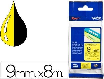 CINTA BROTHER TZE-621 AMARILLO-NEGRO 9MM LONGITUD 8 MT COD 37789