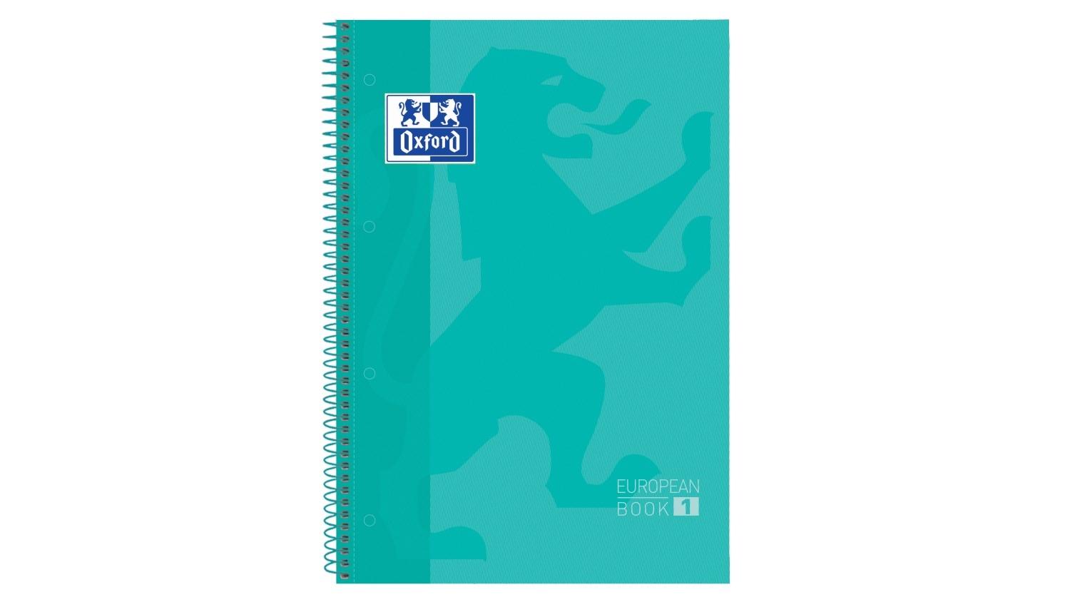 CUADERNO ESPIRAL OXFORD EUROPEANBOOK 1 TAPA EXTRADURA DIN A4 80 HOJAS CUADRICULA 5 MM COLOR ICE MINT