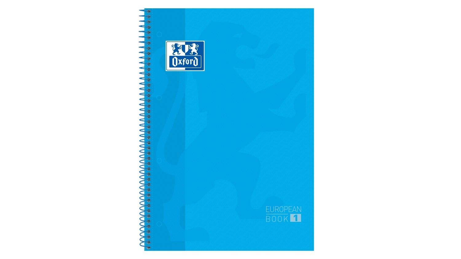 CUADERNO ESPIRAL OXFORD EUROPEANBOOK 1 TAPA EXTRADURA DIN A4 80 HOJAS CUADRICULA 5 MM COLOR TURQUESA