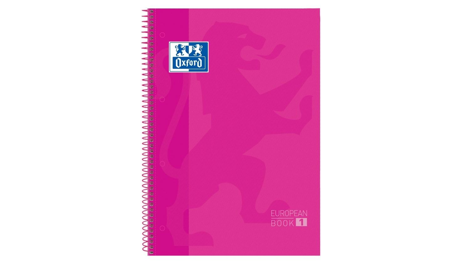 CUADERNO ESPIRAL OXFORD EUROPEANBOOK 1 TAPA EXTRADURA DIN A4 80 HOJAS CUADRICULA 5 MM COLOR FUCSIA