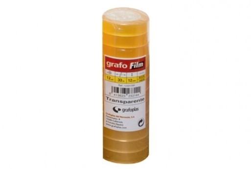 TORRE 12 ROLLOS CINTA ADHESIVA 12X33 GRAFOFILM