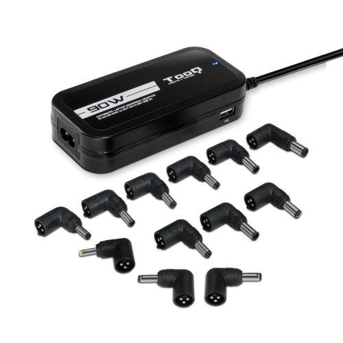 TOOQ - CARGADOR UNIVERSAL PARA PORTÁTIL AUTOMATICO TQLC-90BS02AT - POTENCIA 90W - 2XUSB - 12 CONECTORES - VOLTAJE 12V-20V
