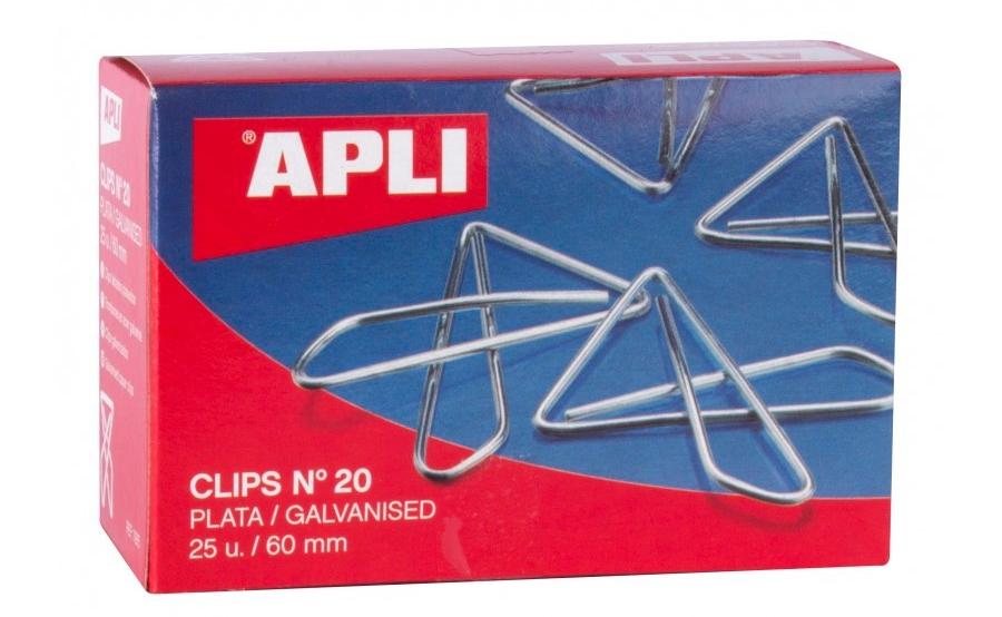CAJA 25 CLIPS MARIPOSA PAJARITA GALVANIZADOS Nº 20 60MM APLI RF 11915