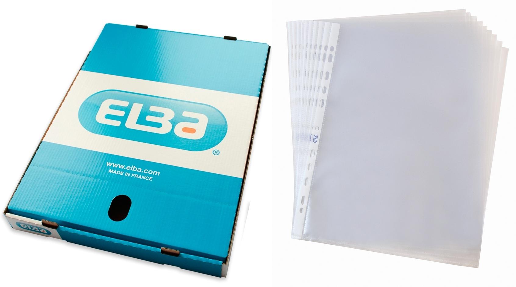 CAJA 100 FUNDAS MULTITALADRO ELBA STANDARD PIEL NARANJA FOLIO