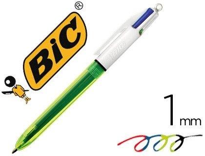 BOLIGRAFO BIC CUATRO COLORES AZUL / NEGRO / ROJO / AMARILLO FLUOR PUNTA MEDIA 1 MM COD 62790