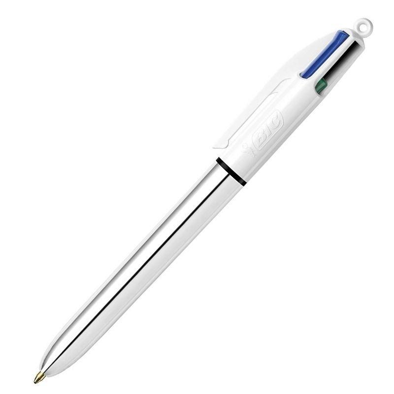 BOLIGRAFO BIC CUATRO COLORES SHINE CUERPO PLATEADO