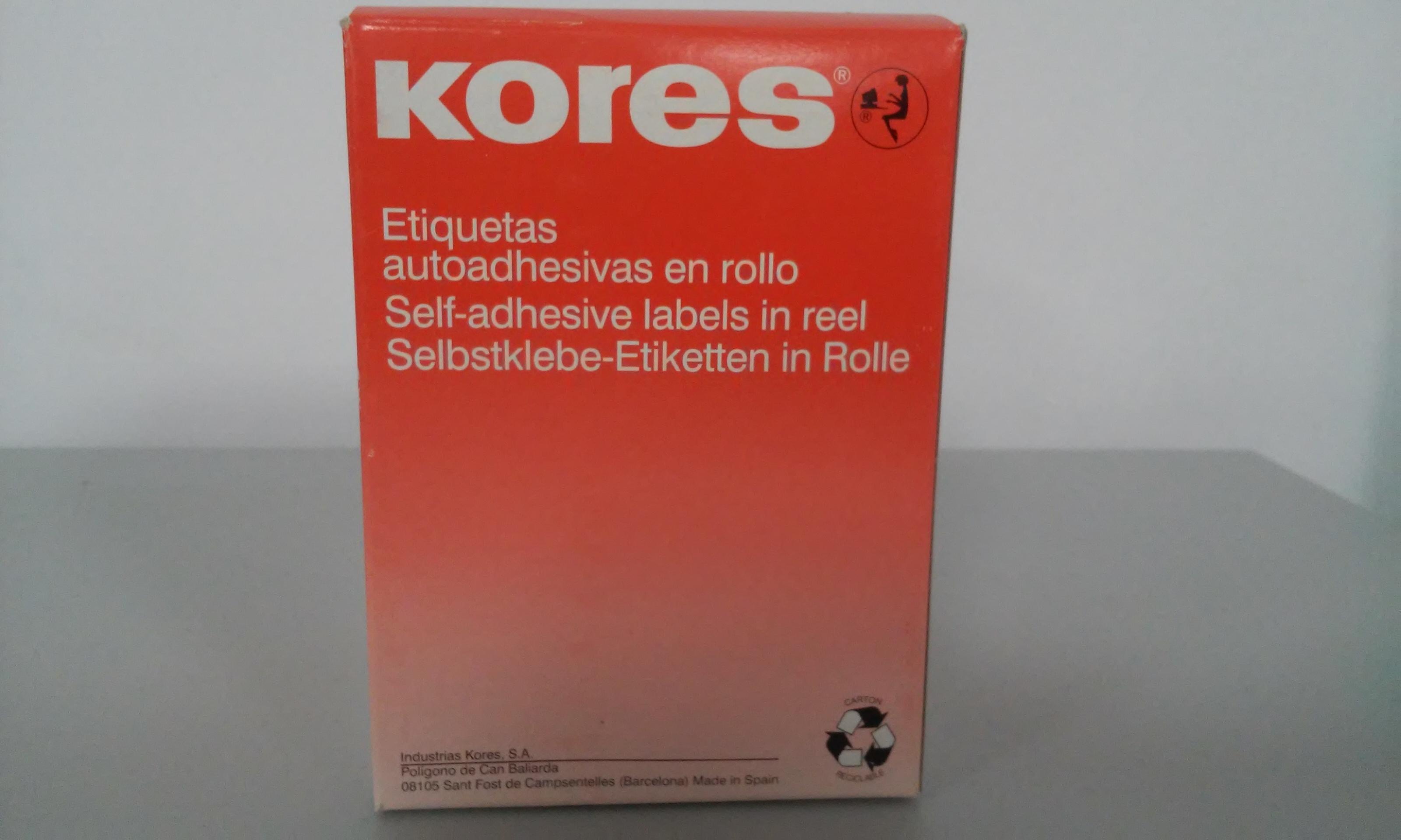 ROLLO 600 ETIQUETAS ADHESIVAS BLANCAS 34 X 70 KORES - ESCRITURA MANUAL