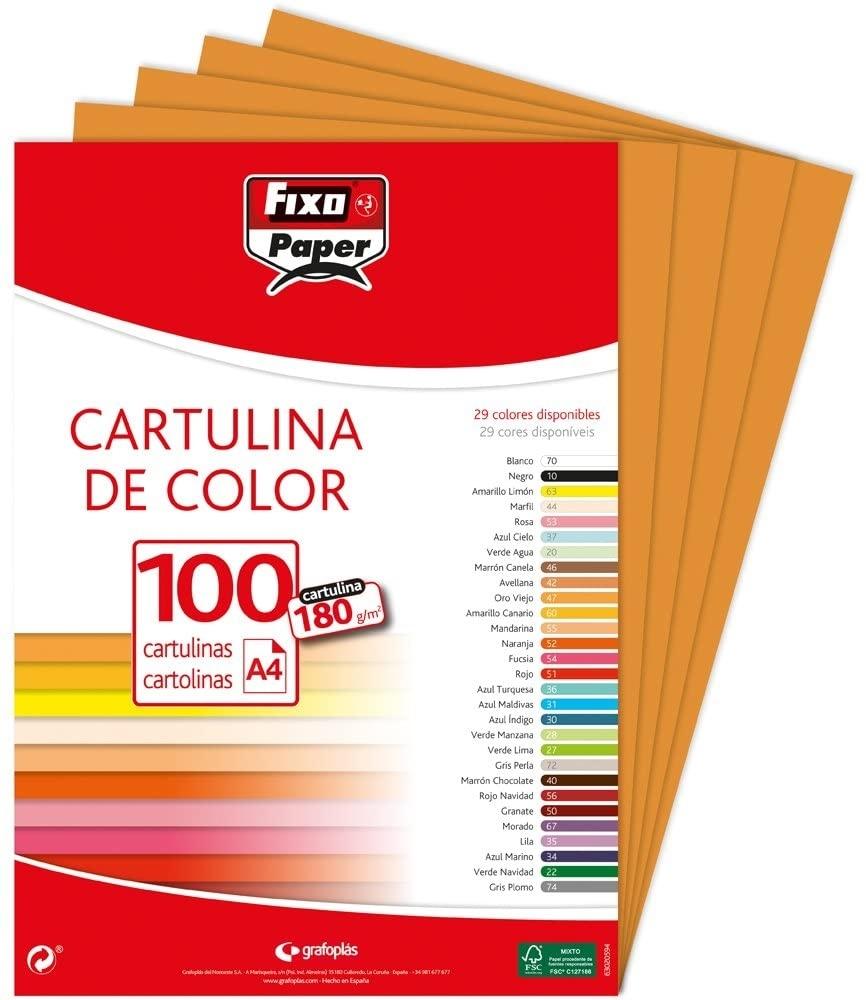 PAQUETE 100 CARTULINAS A-4 AVELLANA 180G/M2 GRAFOPLAS